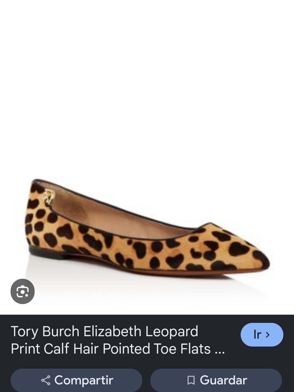 Tory Burch Leopard Print Pointed-Toe Calf Hair Flats - Tan/Black